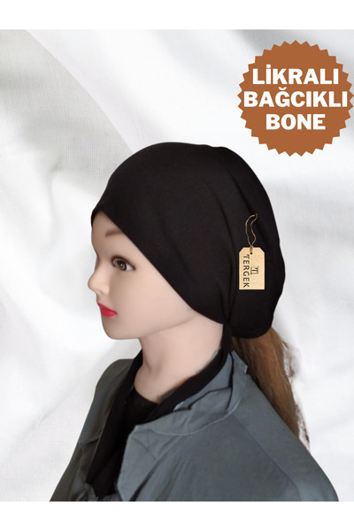 Tergek Lycra Lace-Up Flexible Combed Cotton Bonnet, Adjustable Hijab Headscarf Scarf Shawl Turban with Back Lacing