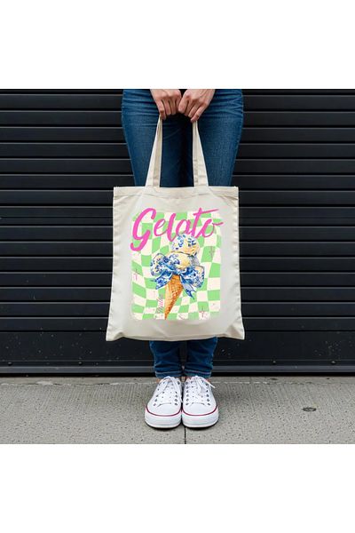 Hediyenza Gelato Italian Printed Cloth Bag, Shoulder Bag, Tote Bag 1 Piece