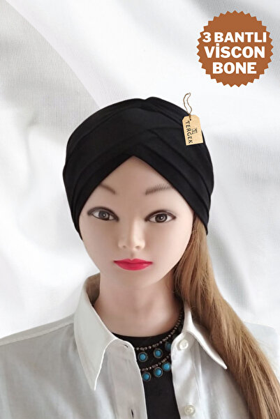 Tergek Viscon Bone Three-Striped Black, Two-Way Model, Sports Swimmer Hijab Pool Sea Cap Water-Repellent