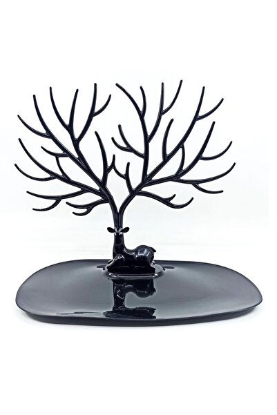 Pisicik Black Color Deer Design Jewelry Stand Ring Necklace Jewellery Hanger ...