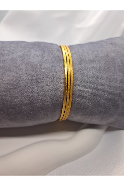 Sevil AJDA Altın Renk Çelik 3’lü Bilezik Seti – Kararma Yapmaz, Şık ve Minimal Tasarım