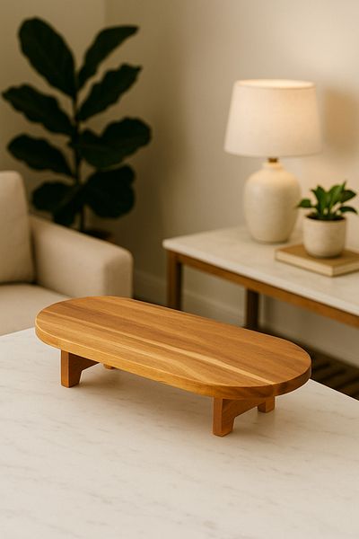 Fhilli Acacia Wood Leg Presentation and Cutting Board 39,50X17,50 cm Natural Serving Board Large