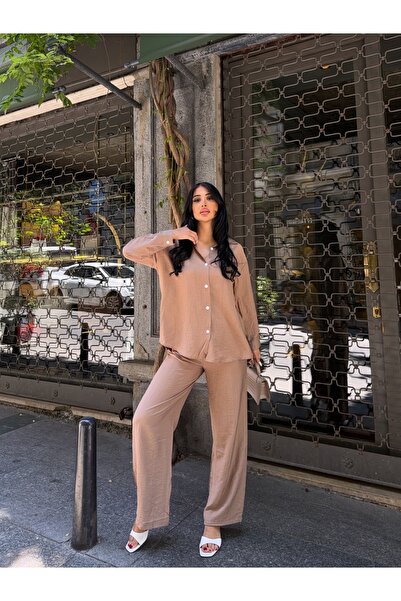 CARLA MARA قميص بانتون سوت سفلي علوي بيج