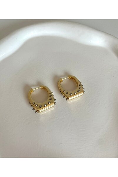 Aysire Takı Aksesuar Marka model zımba detaylı Vidalı tasarım çelik sepet küpe