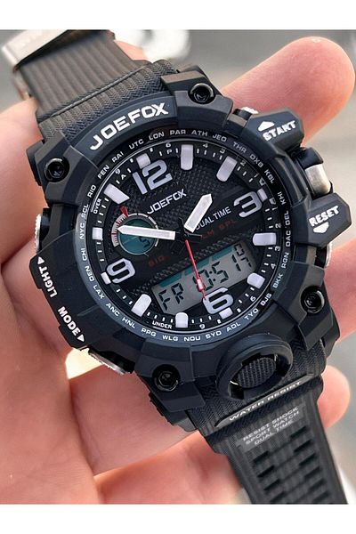 Joefox Digital and Analog 2 Years Warranty Chronometer+Calendar+Alarm+Lighting Men's Wrist Watch Joe.Bk15