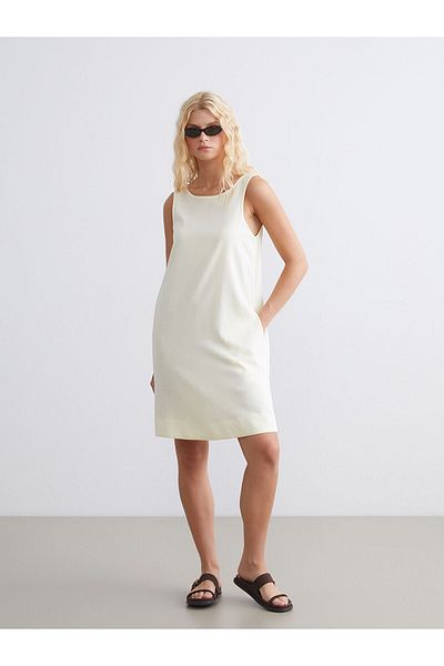 LC Waikiki U Neck A-Line Linen Blend Dress