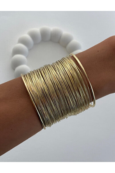 Ervalina 316L Çelik Kalın Kelepçe Bileklik Bilezik 14k Altın Kaplama Renk Gold