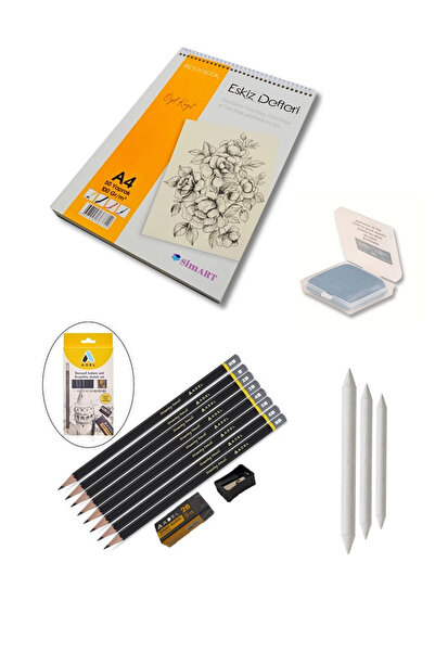 everart Eskiz Defteri (SKETCH BOOK) A5 50 Yp Spralli Karakalem Çizim Seti Ham...