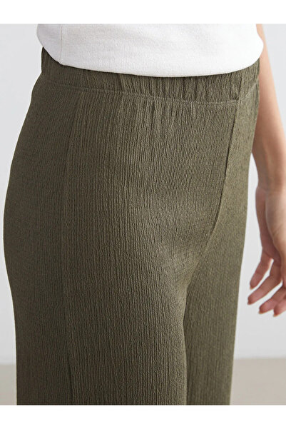 LC Waikiki LCWAIKIKI Classic Haki Beli Lastikli Dokulu Kadın Pantolon