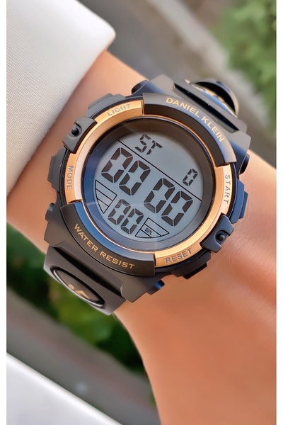 Daniel Klein Dijital Kol Saati - Suya Dayanıklı Spor Saat (Siyah & Rose Gold)