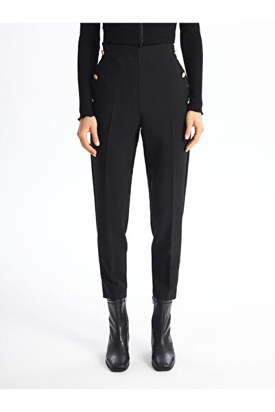 LC Waikiki Pantaloni negri pentru femei cu talie elastică