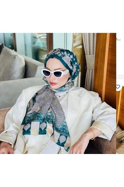 Organic Scarfs Pearl Shop Ethnic Etro Pattern Cotton Silk Shawl - Green
