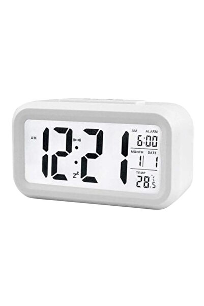 Generic ساعة منبه رقمية ذكية من دوسيلف مزودة بزر غفوة للتاريخ ودرجة الحرارة ف...