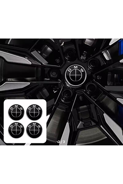 İKTUNING BMW LOGOLU SİYAH RENK ALÜMİNYUM 56 MM JANT GÖBEK STICKER