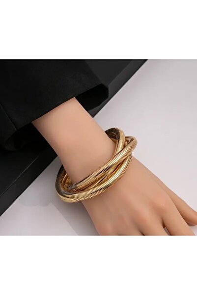 İNİTİUM Stainless Steel 3-Piece Interlocking Spiral Flexible Bracelet