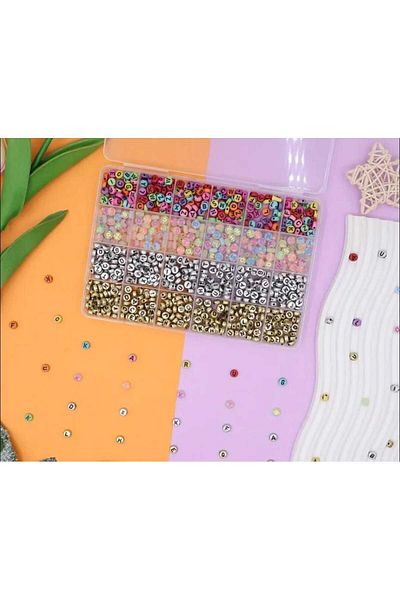 yiğit aksesuar 1200Pcs 4 Kinds of Giant Letter Beads Jewelry Necklace Bracelet Hobby Set Jewelry Making Supplies Set