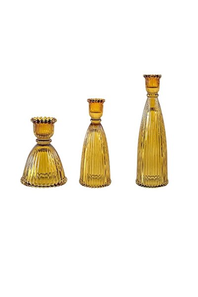 Generic حاملات شموع TERRIFI للديكور، حاملات شموع زجاجية شفافة، مجموعة شموع عم...