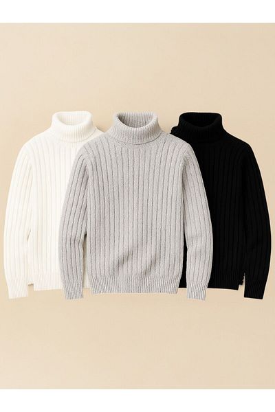 Gameyal 3 Pieces Lycra Unisex High Neck Turtleneck Sweater