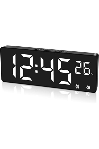 Generic ساعة منبه رقمية من GraGra لغرفة النوم، شاشة LED بسطح مرآة، ساعات إلكت...