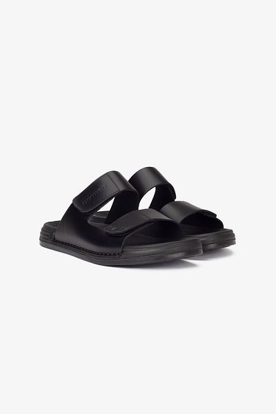 Barmea Luxury Vegetal Leather Men's Slippers - 1001 Black Kk510