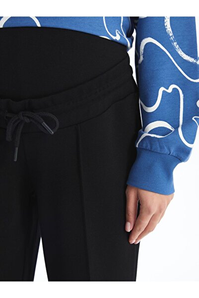 LC Waikiki Μαύρο ελαστικό στη μέση και με επένδυση στην κοιλιά, φούτερ εγκυμοσύνης