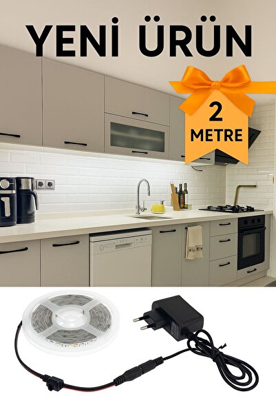 VOLTLİFE Mutfak Dolabı Tezgah Üstü 2 Metre Beyaz Şerit Led Işık Aç-kapa Düğmeli