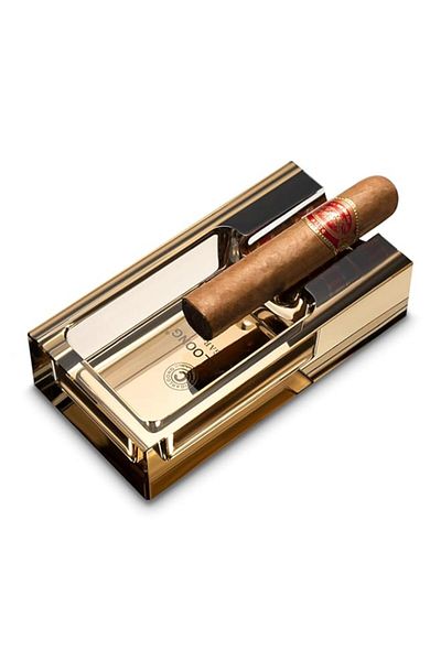 Generic منفضة سجائر زجاجية من CIGARLOONG للاستخدام في الهواء الطلق أو الفناء أو المكتب أو المنزل، هدية للرجال (ذهبي)