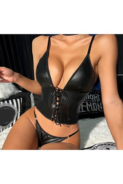 SinnersStore Women's underwear set 2 pieces, panties and adjustable corset