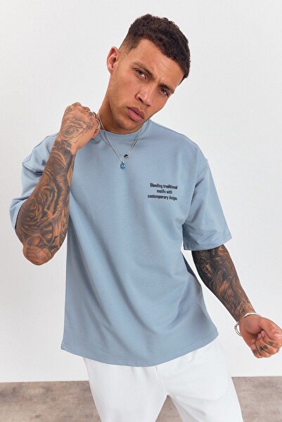 İLKCET MODA Μπλουζάκι Unisex Oversize με μοτίβο κεντήματος πλάτης