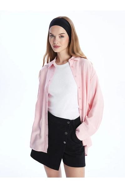 LC Waikiki Lcwaikiki Classic Pink Women's Basic Shirt