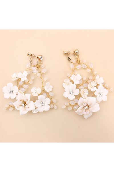 OEM Boho wedding earrings with crystals and pearls
