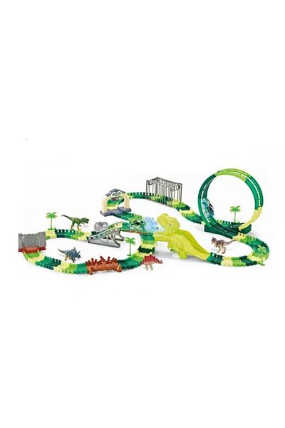OEM Electric Dinosaur Track Set with Lights and Sounds, 144 Pieces, Green