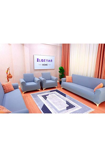 elgeyar Jacquard Sofa Cover Set Basket Pattern 3+3+1+1 - Gray
