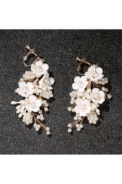 OEM Boho wedding earrings with crystals and pearls