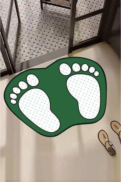 Carmine Carpet Decorative Digital Printed Footprint Patterned Bath Mat