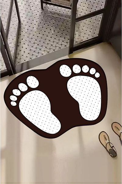 Carmine Carpet Decorative Digital Printed Footprint Patterned Door Mat