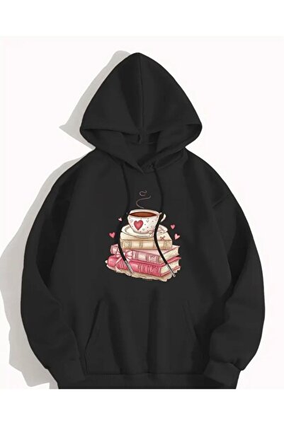 herkesemoda سويت شيرت بقلنسوة مطبوع مع صوف داخلي