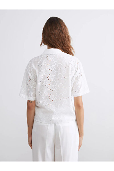 LC Waikiki LCW Vision Ekru Ajurlu Brode Kadın Gömlek