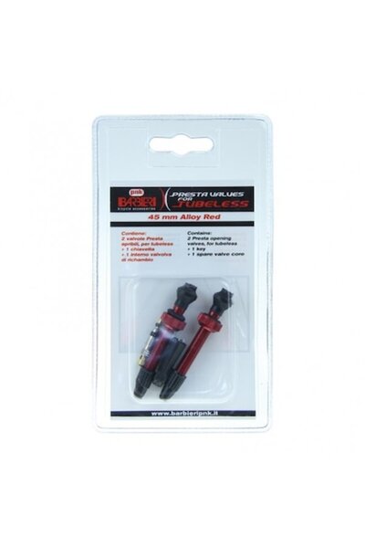 barbieri Valve tubeless Barbieri, 45 mm, aluminum, spare valve included, red