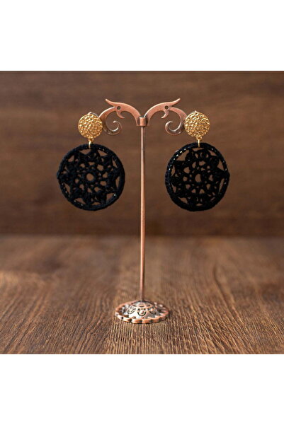 OEM Black Round Crochet Earrings