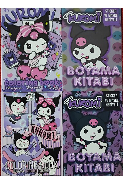 ada çanta kırtasiye 4 adet stickerli boyama kitabı (Kuromi-F/kuromi-B/kuromi-...