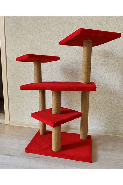 PınarMarket XXL Large Cat Scratching Board Climbing Board with 3 Posts and Steps for Large Cats