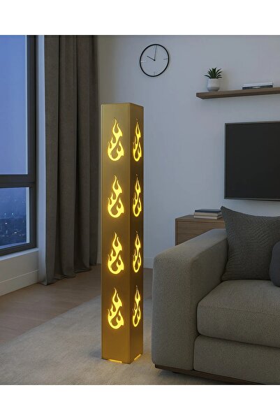 ARTILED Amber Led Alev Desenli Dekoratif Lambader