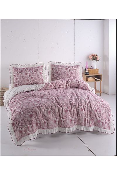 Uçkan home Purple Flowers Double Duvet Cover Set 100% Cotton