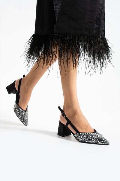 apelles Shoes Women's Bead Detailed Strappy Pointed Toe Evening Dress Shoes
