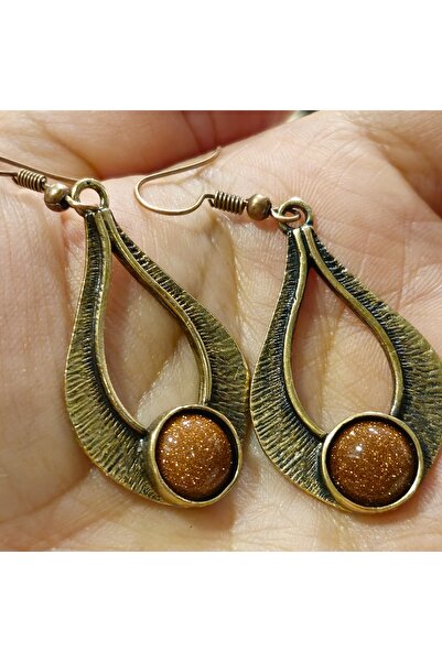 CADI KAZANI Yıldız Taşlı Oval Bakır Küpe