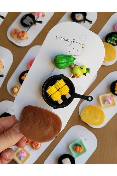LO ADORO 3 Pieces Gastronomy Masterchef Buckle Chips Buckle Pan Basket Fun Buckles