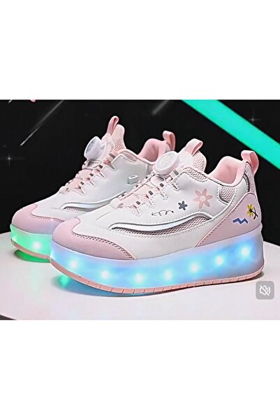 LİLLYPİCCA Kız Çocuk Spor Ayakkabı Şarj Edilebilir Farklı Modlarda Led Işıklı Kapanabilir Tekerlekli