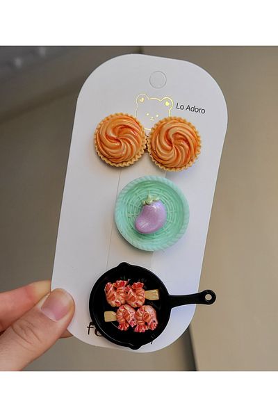 LO ADORO 3 Pieces Gastronomy Masterchef Buckle Chips Buckle Pan Basket Fun Buckles
