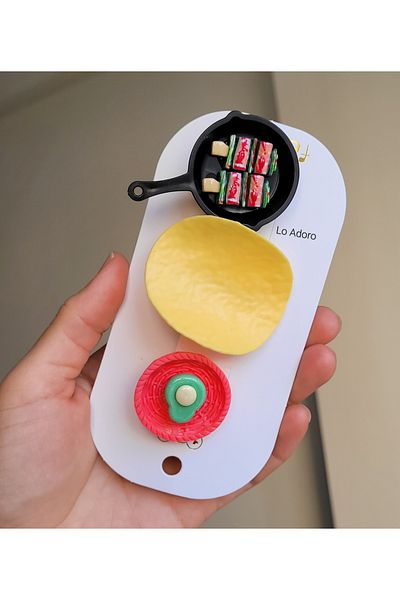 LO ADORO 3 Pieces Gastronomy Masterchef Buckle Chips Buckle Pan Basket Fun Buckles